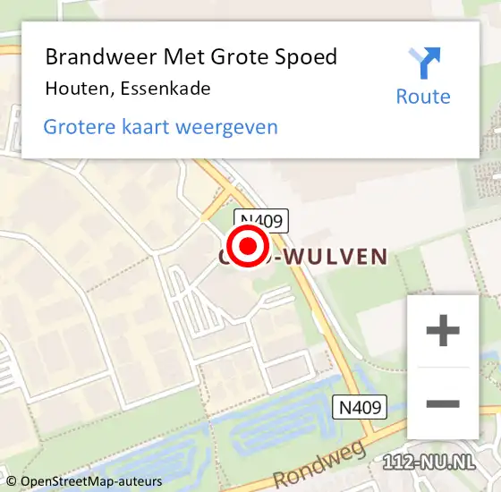 Locatie op kaart van de 112 melding: Brandweer Met Grote Spoed Naar Houten, Essenkade op 16 oktober 2024 20:26