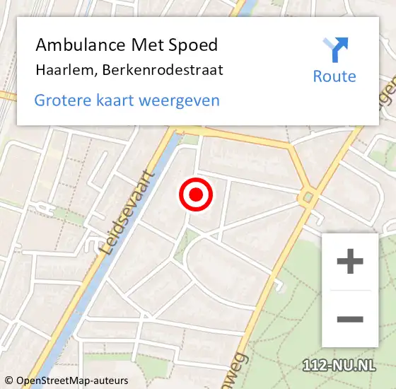 Locatie op kaart van de 112 melding: Ambulance Met Spoed Naar Haarlem, Berkenrodestraat op 16 oktober 2024 20:33