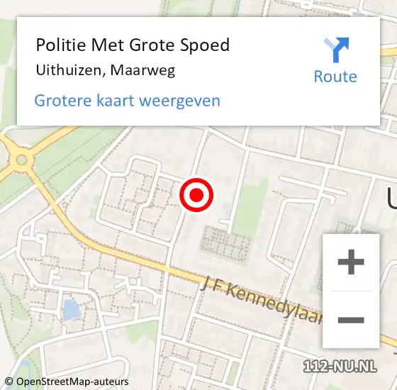 Locatie op kaart van de 112 melding: Politie Met Grote Spoed Naar Uithuizen, Maarweg op 16 oktober 2024 21:04