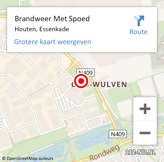 Locatie op kaart van de 112 melding: Brandweer Met Spoed Naar Houten, Essenkade op 16 oktober 2024 21:05