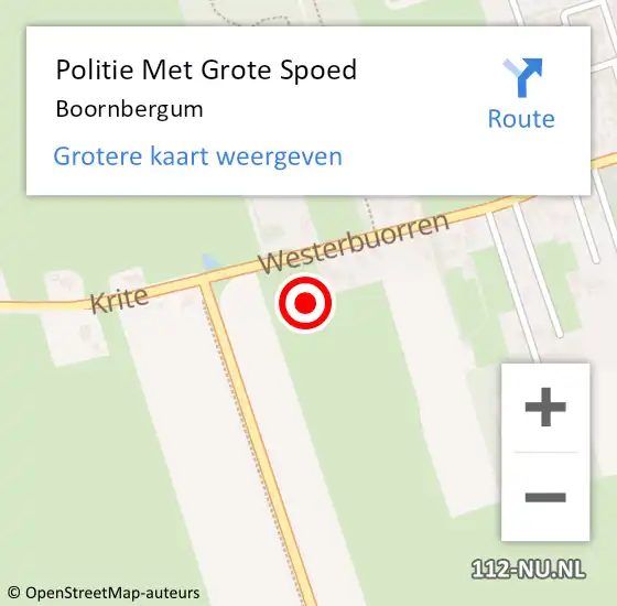 Locatie op kaart van de 112 melding: Politie Met Grote Spoed Naar Boornbergum op 16 oktober 2024 21:09