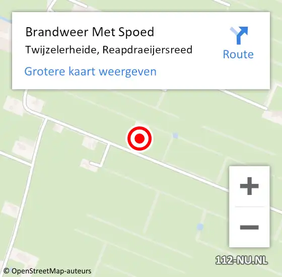 Locatie op kaart van de 112 melding: Brandweer Met Spoed Naar Twijzelerheide, Reapdraeijersreed op 16 oktober 2024 21:11