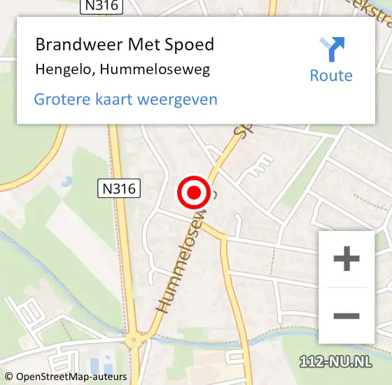 Locatie op kaart van de 112 melding: Brandweer Met Spoed Naar Hengelo, Hummeloseweg op 16 oktober 2024 21:14