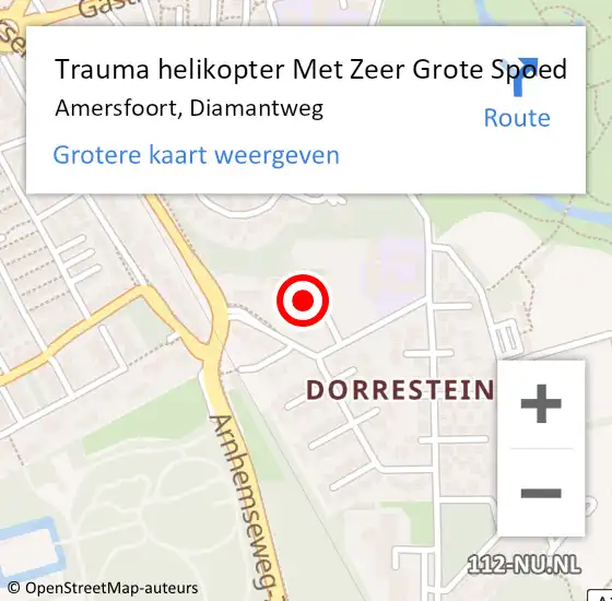 Locatie op kaart van de 112 melding: Trauma helikopter Met Zeer Grote Spoed Naar Amersfoort, Diamantweg op 16 oktober 2024 21:28