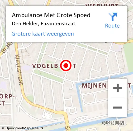 Locatie op kaart van de 112 melding: Ambulance Met Grote Spoed Naar Den Helder, Fazantenstraat op 16 oktober 2024 21:48