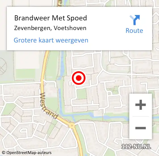 Locatie op kaart van de 112 melding: Brandweer Met Spoed Naar Zevenbergen, Voetshoven op 16 oktober 2024 22:00