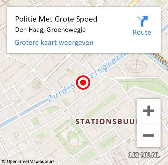 Locatie op kaart van de 112 melding: Politie Met Grote Spoed Naar Den Haag, Groenewegje op 16 oktober 2024 22:25