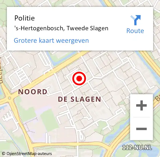 Locatie op kaart van de 112 melding: Politie 's-Hertogenbosch, Tweede Slagen op 16 oktober 2024 22:39