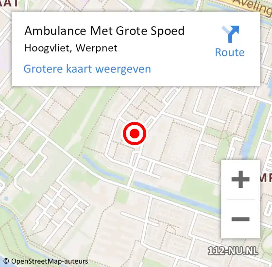 Locatie op kaart van de 112 melding: Ambulance Met Grote Spoed Naar Hoogvliet, Werpnet op 16 oktober 2024 22:54