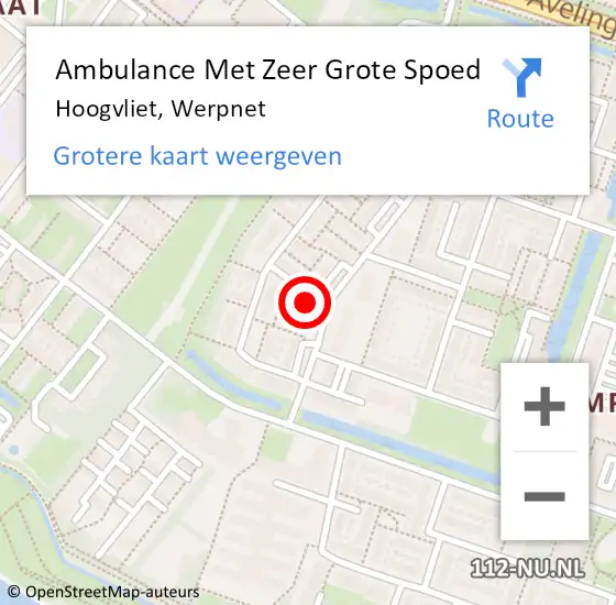 Locatie op kaart van de 112 melding: Ambulance Met Zeer Grote Spoed Naar Hoogvliet, Werpnet op 16 oktober 2024 22:55