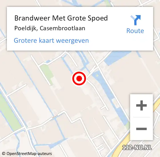 Locatie op kaart van de 112 melding: Brandweer Met Grote Spoed Naar Poeldijk, Casembrootlaan op 16 oktober 2024 23:57