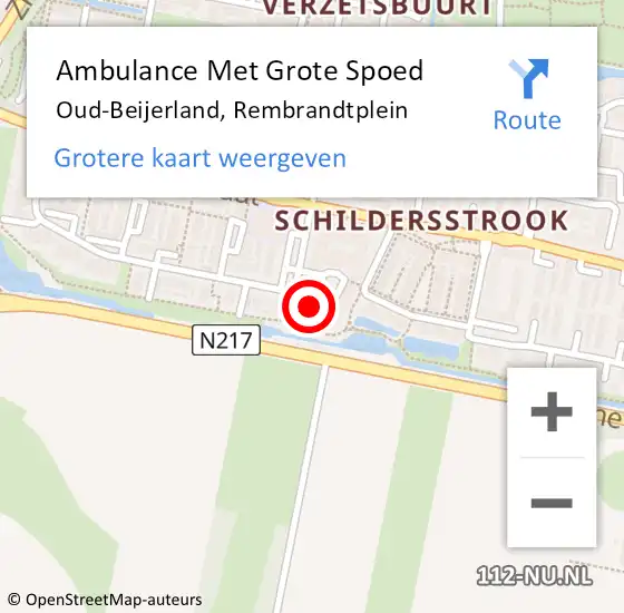 Locatie op kaart van de 112 melding: Ambulance Met Grote Spoed Naar Oud-Beijerland, Rembrandtplein op 17 oktober 2024 00:10