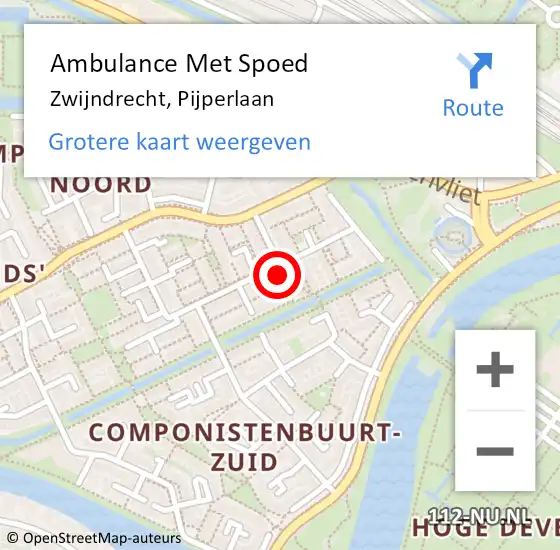 Locatie op kaart van de 112 melding: Ambulance Met Spoed Naar Zwijndrecht, Pijperlaan op 17 oktober 2024 00:10