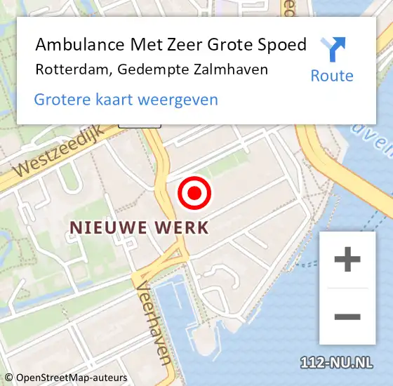 Locatie op kaart van de 112 melding: Ambulance Met Zeer Grote Spoed Naar Rotterdam, Gedempte Zalmhaven op 17 oktober 2024 00:26