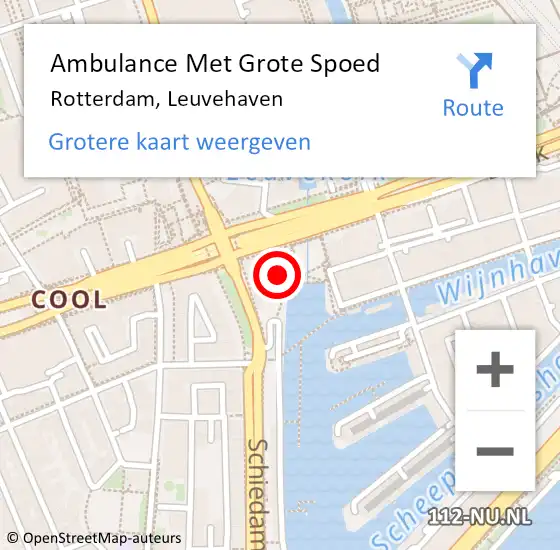 Locatie op kaart van de 112 melding: Ambulance Met Grote Spoed Naar Rotterdam, Leuvehaven op 17 oktober 2024 00:33