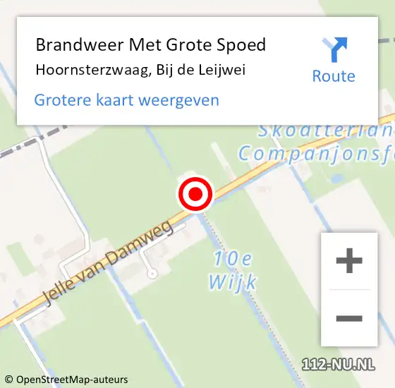 Locatie op kaart van de 112 melding: Brandweer Met Grote Spoed Naar Hoornsterzwaag, Bij de Leijwei op 17 oktober 2024 01:38