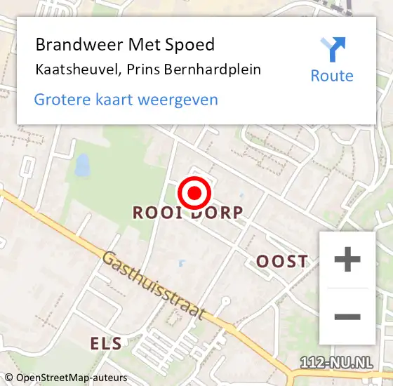 Locatie op kaart van de 112 melding: Brandweer Met Spoed Naar Kaatsheuvel, Prins Bernhardplein op 17 oktober 2024 02:10