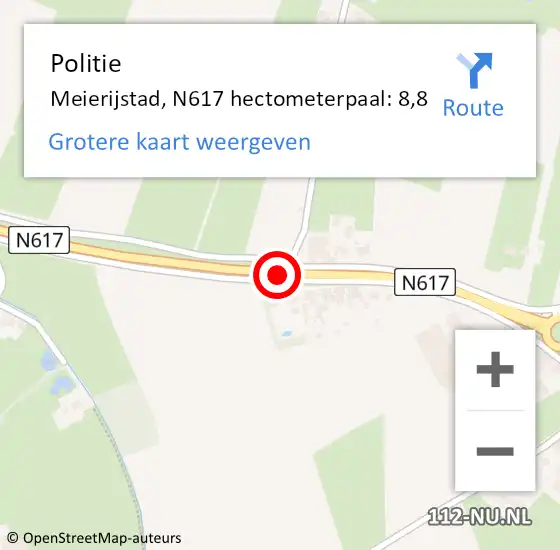 Locatie op kaart van de 112 melding: Politie Meierijstad, N617 hectometerpaal: 8,8 op 17 oktober 2024 02:39