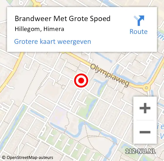 Locatie op kaart van de 112 melding: Brandweer Met Grote Spoed Naar Hillegom, Himera op 17 oktober 2024 02:52