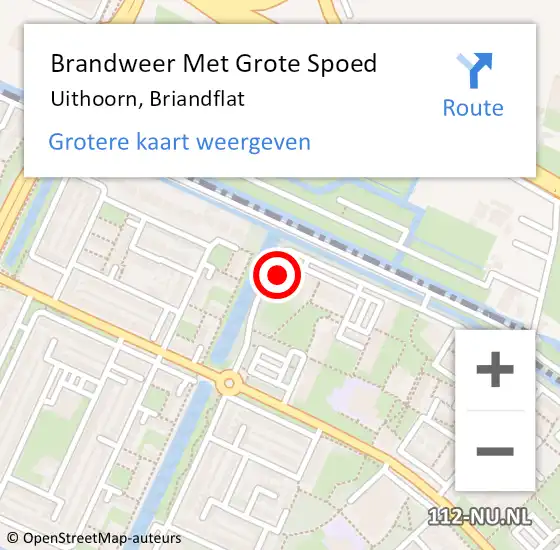 Locatie op kaart van de 112 melding: Brandweer Met Grote Spoed Naar Uithoorn, Briandflat op 17 oktober 2024 03:06