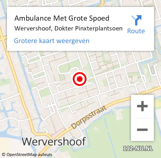 Locatie op kaart van de 112 melding: Ambulance Met Grote Spoed Naar Wervershoof, Dokter Pinxterplantsoen op 17 oktober 2024 03:12