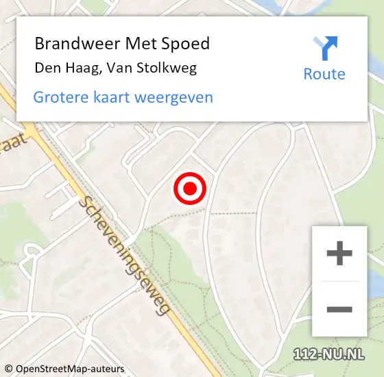 Locatie op kaart van de 112 melding: Brandweer Met Spoed Naar Den Haag, Van Stolkweg op 17 oktober 2024 06:16