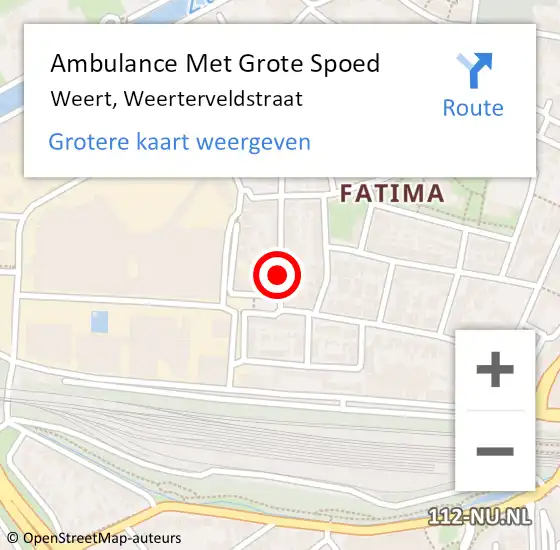 Locatie op kaart van de 112 melding: Ambulance Met Grote Spoed Naar Weert, Weerterveldstraat op 23 oktober 2014 17:26