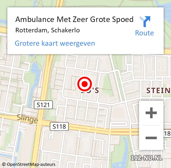 Locatie op kaart van de 112 melding: Ambulance Met Zeer Grote Spoed Naar Rotterdam, Schakerlo op 17 oktober 2024 06:45