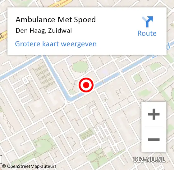 Locatie op kaart van de 112 melding: Ambulance Met Spoed Naar Den Haag, Zuidwal op 17 oktober 2024 06:59