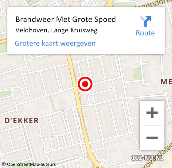 Locatie op kaart van de 112 melding: Brandweer Met Grote Spoed Naar Veldhoven, Lange Kruisweg op 17 oktober 2024 07:17