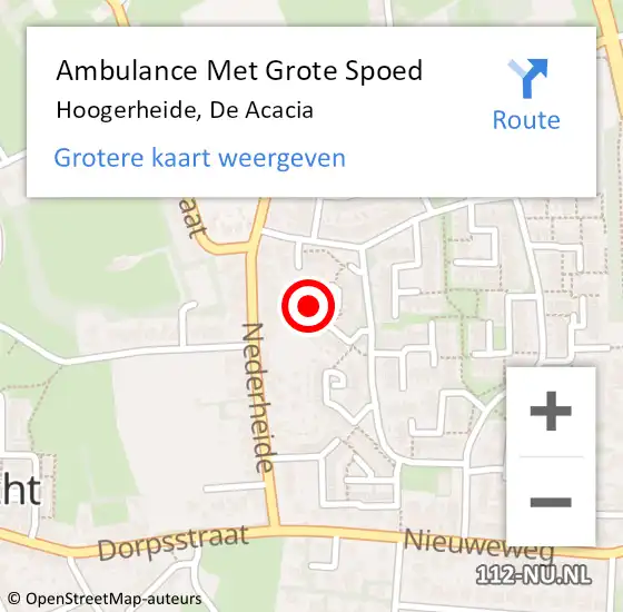 Locatie op kaart van de 112 melding: Ambulance Met Grote Spoed Naar Hoogerheide, De Acacia op 23 oktober 2014 17:27