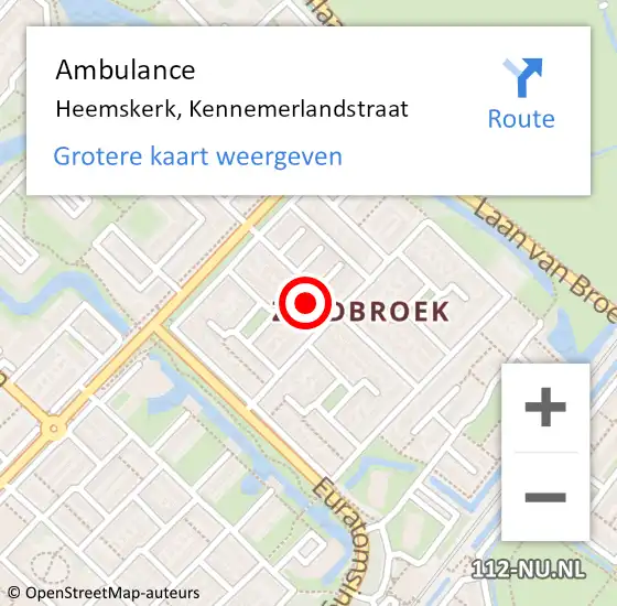 Locatie op kaart van de 112 melding: Ambulance Heemskerk, Kennemerlandstraat op 17 oktober 2024 07:34