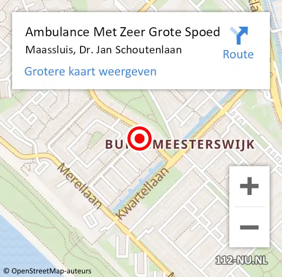 Locatie op kaart van de 112 melding: Ambulance Met Zeer Grote Spoed Naar Maassluis, Dr. Jan Schoutenlaan op 17 oktober 2024 07:55