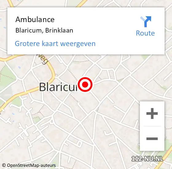 Locatie op kaart van de 112 melding: Ambulance Blaricum, Brinklaan op 23 oktober 2014 17:32