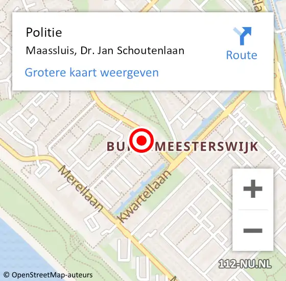 Locatie op kaart van de 112 melding: Politie Maassluis, Dr. Jan Schoutenlaan op 17 oktober 2024 08:05