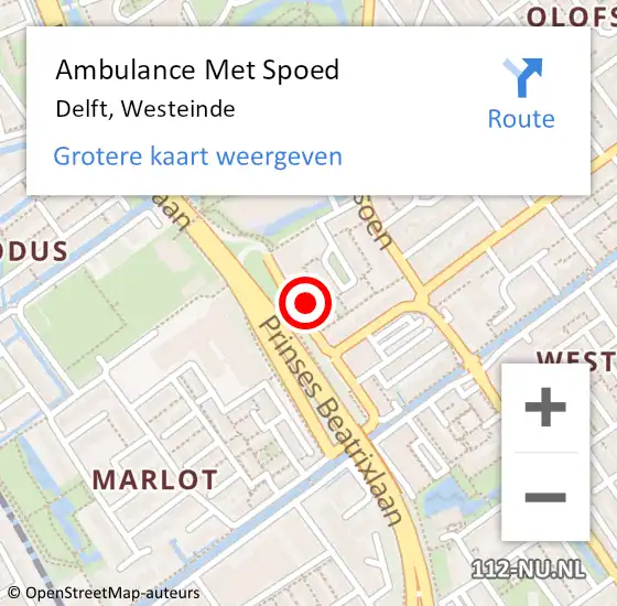 Locatie op kaart van de 112 melding: Ambulance Met Spoed Naar Voorburg, Westeinde op 17 oktober 2024 08:05