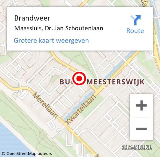 Locatie op kaart van de 112 melding: Brandweer Maassluis, Dr. Jan Schoutenlaan op 17 oktober 2024 08:09