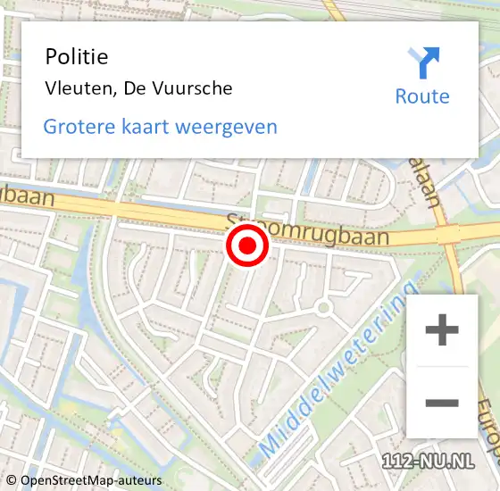 Locatie op kaart van de 112 melding: Politie Vleuten, De Vuursche op 17 oktober 2024 08:28