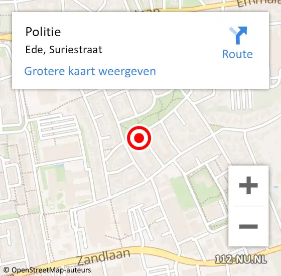 Locatie op kaart van de 112 melding: Politie Ede, Suriestraat op 17 oktober 2024 08:53