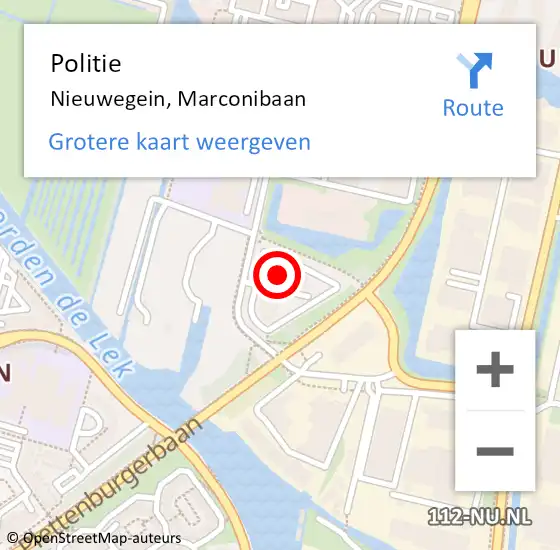 Locatie op kaart van de 112 melding: Politie Nieuwegein, Marconibaan op 17 oktober 2024 08:57