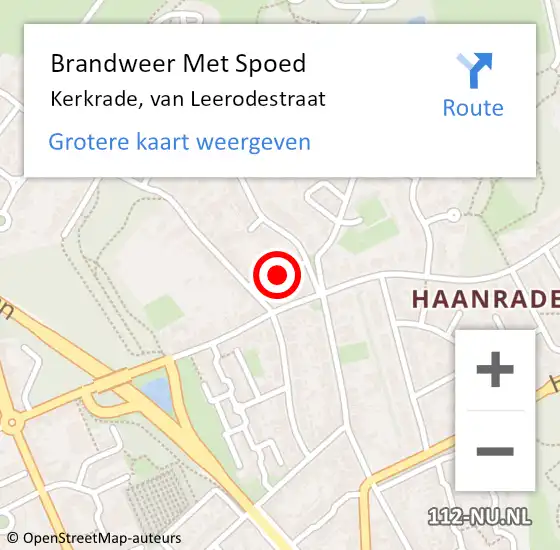 Locatie op kaart van de 112 melding: Brandweer Met Spoed Naar Kerkrade, van Leerodestraat op 17 oktober 2024 08:59