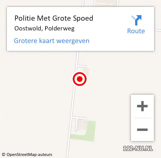 Locatie op kaart van de 112 melding: Politie Met Grote Spoed Naar Oostwold, Polderweg op 17 oktober 2024 09:07