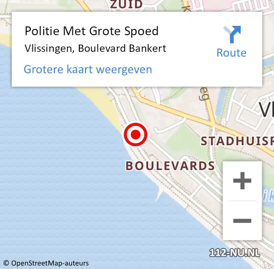 Locatie op kaart van de 112 melding: Politie Met Grote Spoed Naar Vlissingen, Boulevard Bankert op 17 oktober 2024 09:09