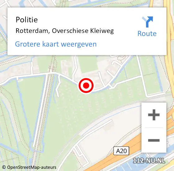 Locatie op kaart van de 112 melding: Politie Rotterdam, Overschiese Kleiweg op 17 oktober 2024 09:32