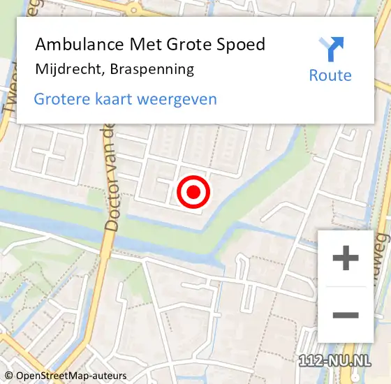 Locatie op kaart van de 112 melding: Ambulance Met Grote Spoed Naar Mijdrecht, Braspenning op 17 oktober 2024 09:42