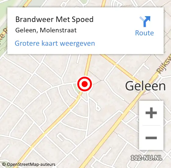 Locatie op kaart van de 112 melding: Brandweer Met Spoed Naar Geleen, Molenstraat op 17 oktober 2024 09:46