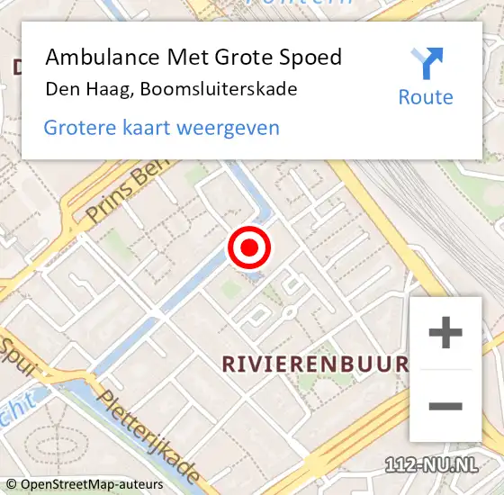 Locatie op kaart van de 112 melding: Ambulance Met Grote Spoed Naar Den Haag, Boomsluiterskade op 17 oktober 2024 09:52