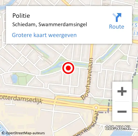 Locatie op kaart van de 112 melding: Politie Schiedam, Swammerdamsingel op 17 oktober 2024 10:02