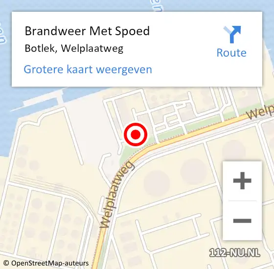 Locatie op kaart van de 112 melding: Brandweer Met Spoed Naar Botlek, Welplaatweg op 17 oktober 2024 10:06