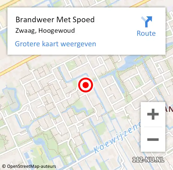 Locatie op kaart van de 112 melding: Brandweer Met Spoed Naar Zwaag, Hoogewoud op 17 oktober 2024 10:17